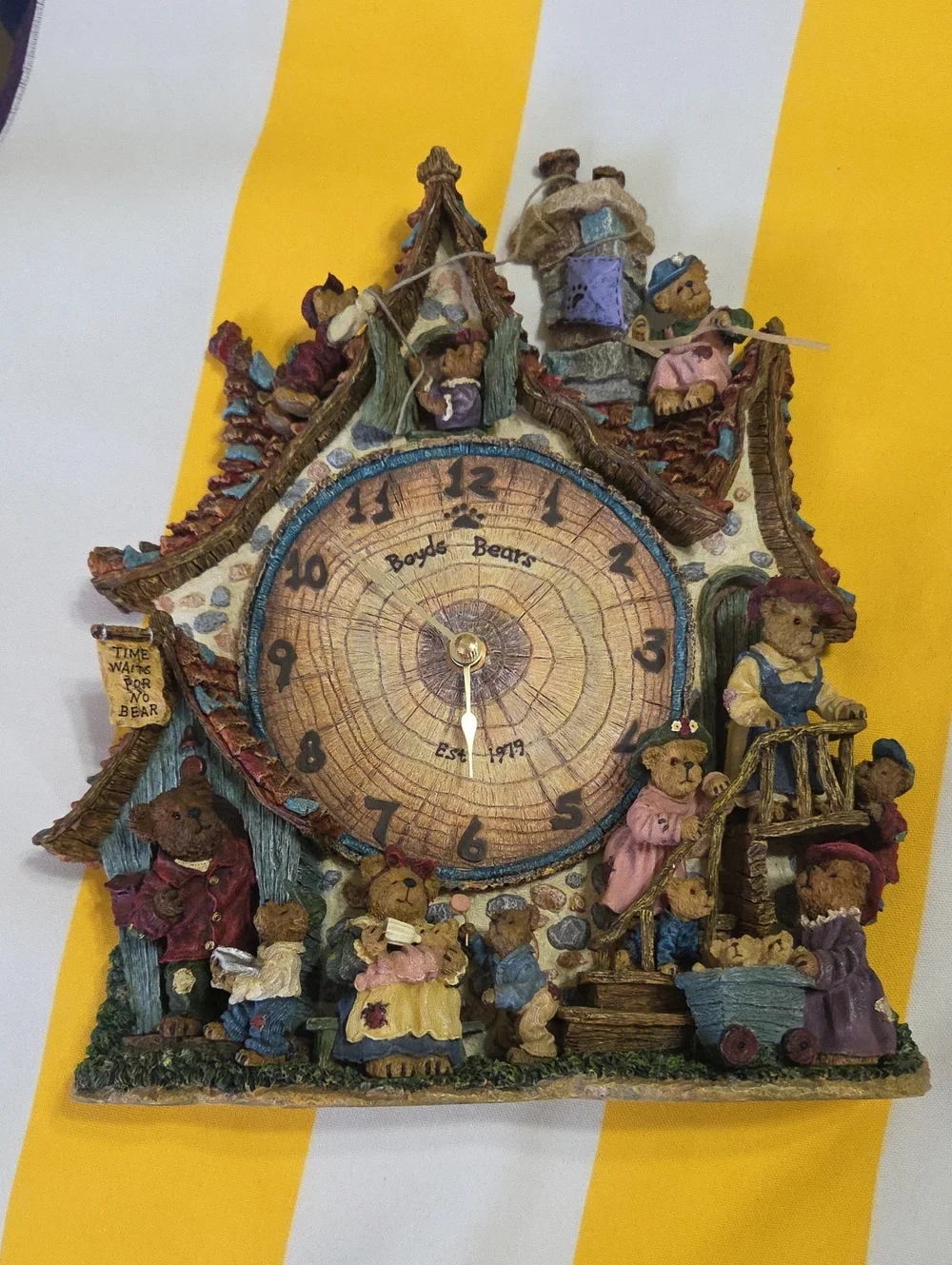 Vintage Boyds Bears Danbury Mint Collector Clock Time Waits For No Bear *Working